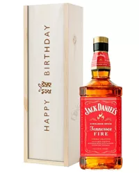 Jack Daniels Fire Whiskey Birthday Gift In Wooden Box
